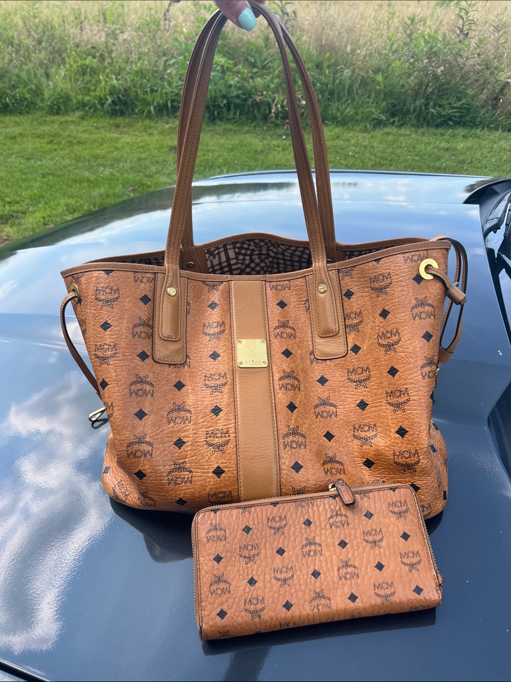 MCM Cognac Visetos Monogram Leather Tote and wallet!!!